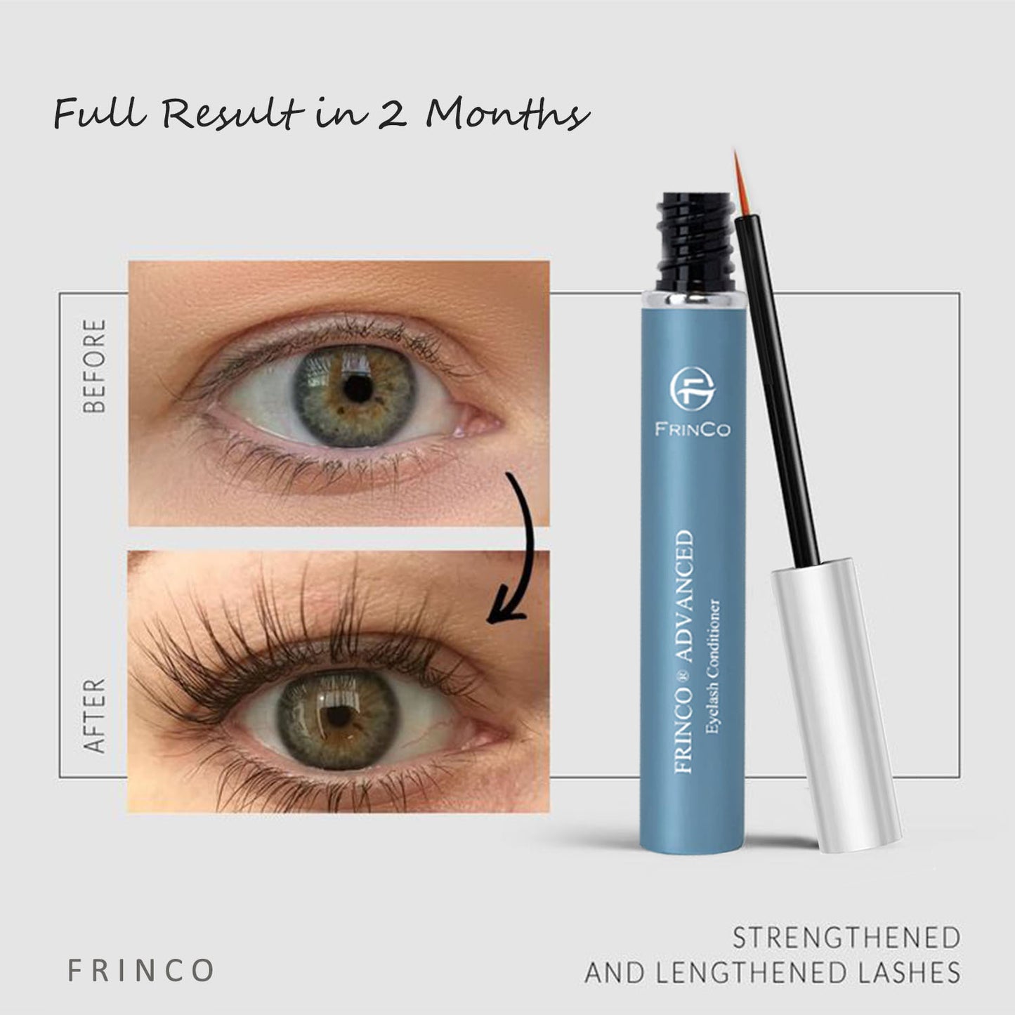 Fuller-looking lashes with daily FRINCO serum routine